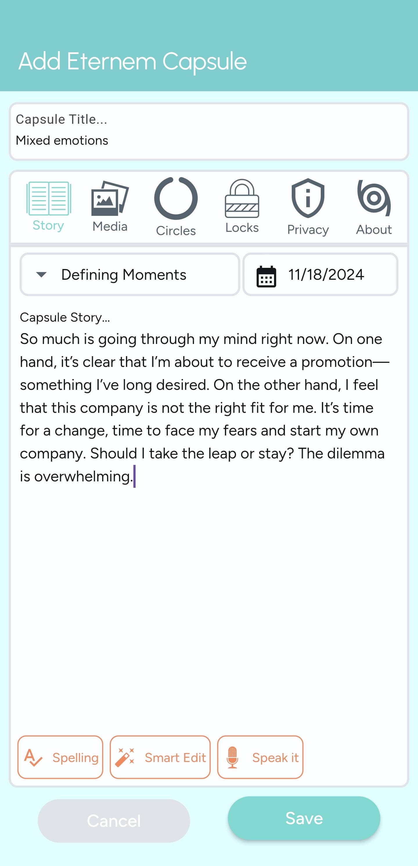 Eternem add capsule interface