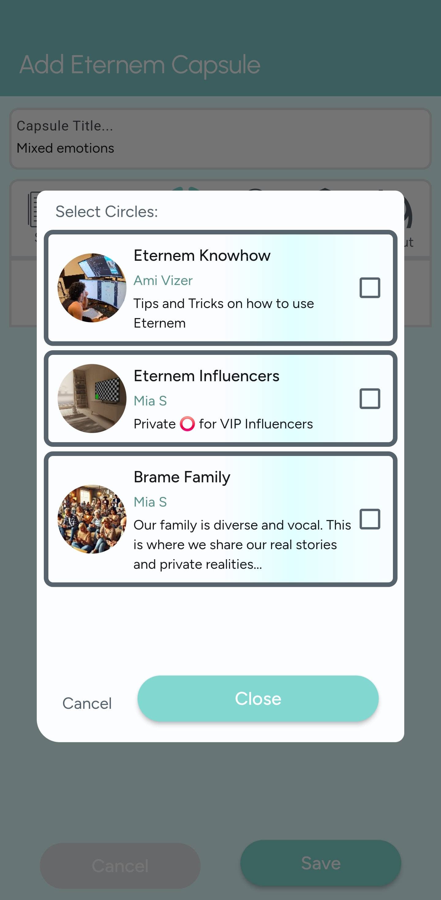 Eternem add circle screen